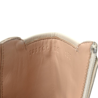 Gucci Kensington Calfskin Nappa GG Supreme Monogram Womens Double Buckle Ankle Boots 35 Mystic White Beige 8 of 9