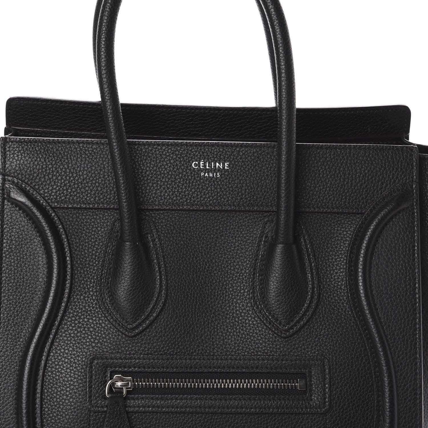 Celine Drummed Calfskin Micro Luggage Black 7 of 9