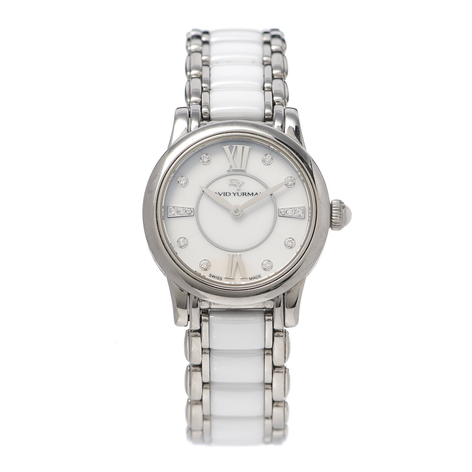 David Yurman Stainless Steel Ceramic Diamond 30mm Classic Quartz Watch White 1 of 6
