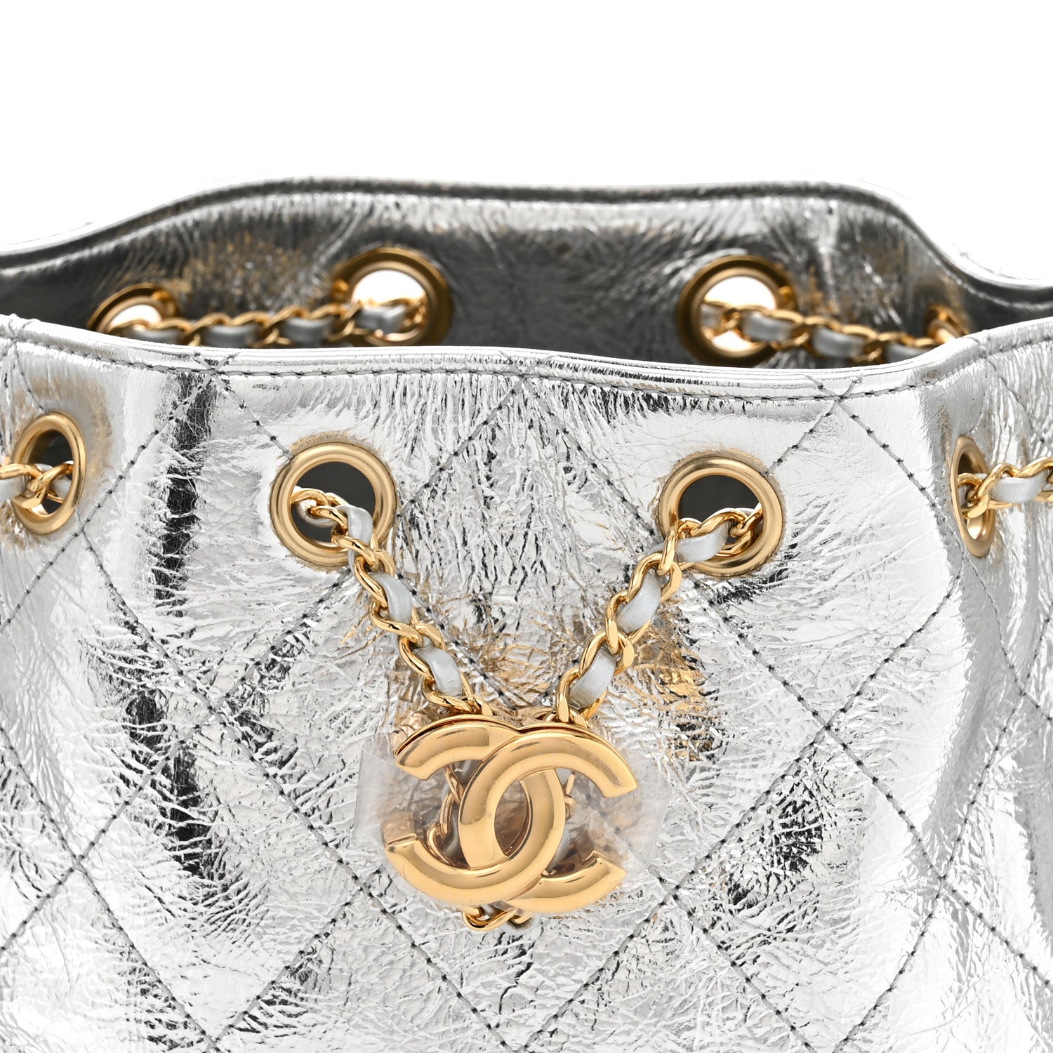 Chanel Metallic Aged Calfskin Quilted Mini Chanel 25 Handbag Silver 8 of 11