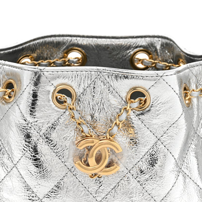 Chanel Metallic Aged Calfskin Quilted Mini Chanel 25 Handbag Silver 8 of 11