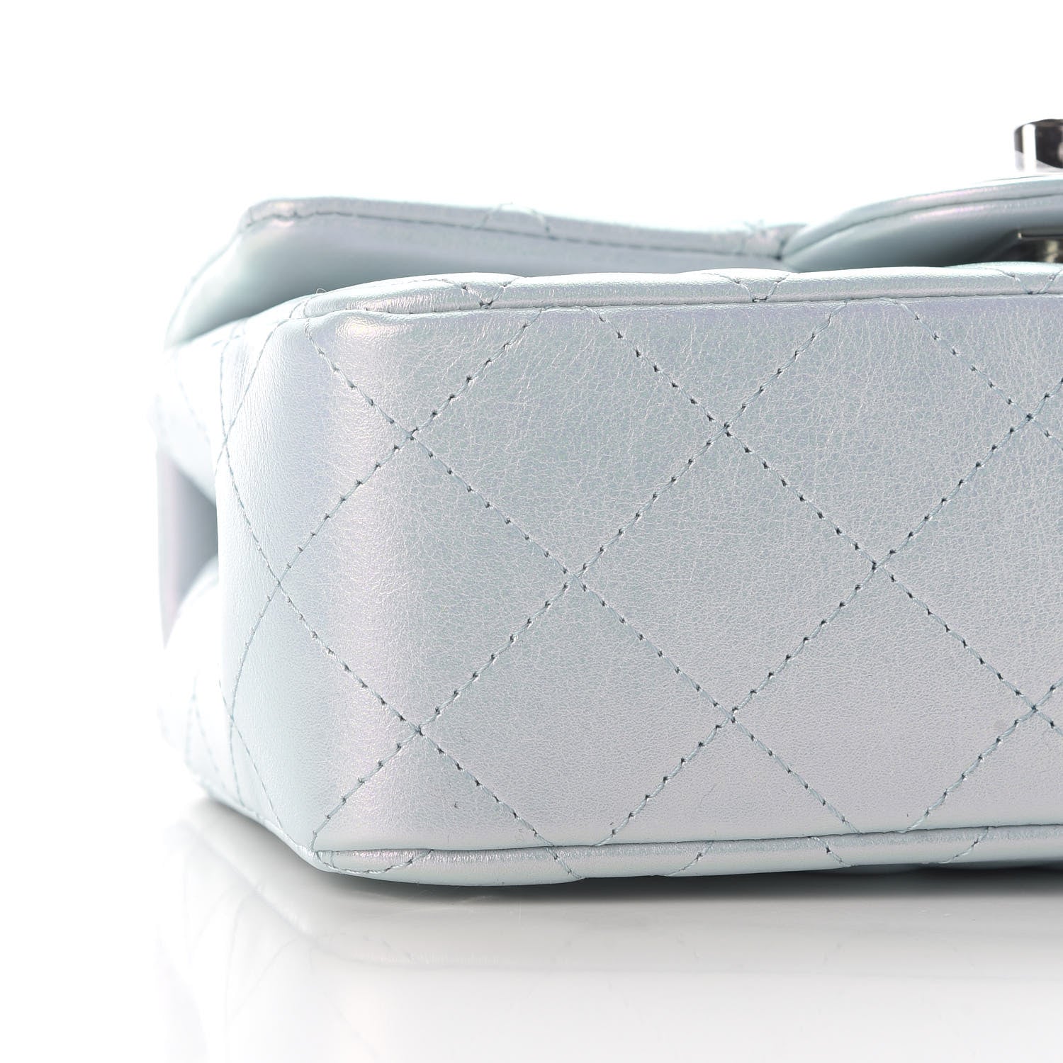 Chanel Iridescent Calfskin Quilted Mini Rectangular Flap Light Blue 8 of 9
