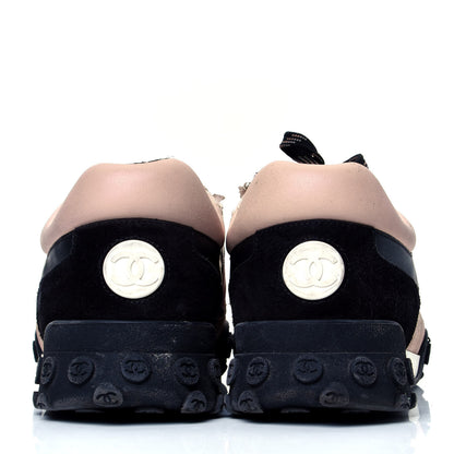 Chanel Nylon Calfskin Suede Womens Sneakers 40.5 Pink Black 4 of 5