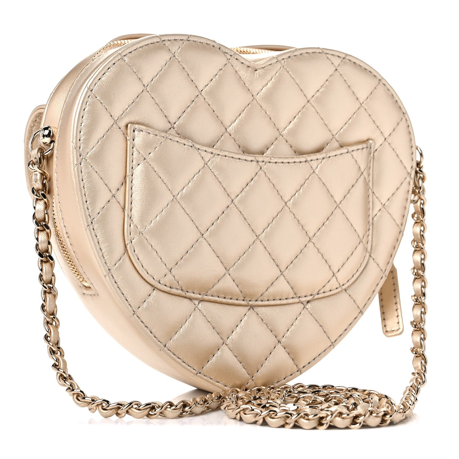 Chanel Metallic Lambskin Quilted CC In Love Heart Bag Gold 3 of 10