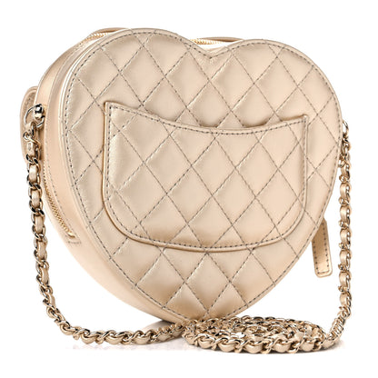 Chanel Metallic Lambskin Quilted CC In Love Heart Bag Gold 3 of 10