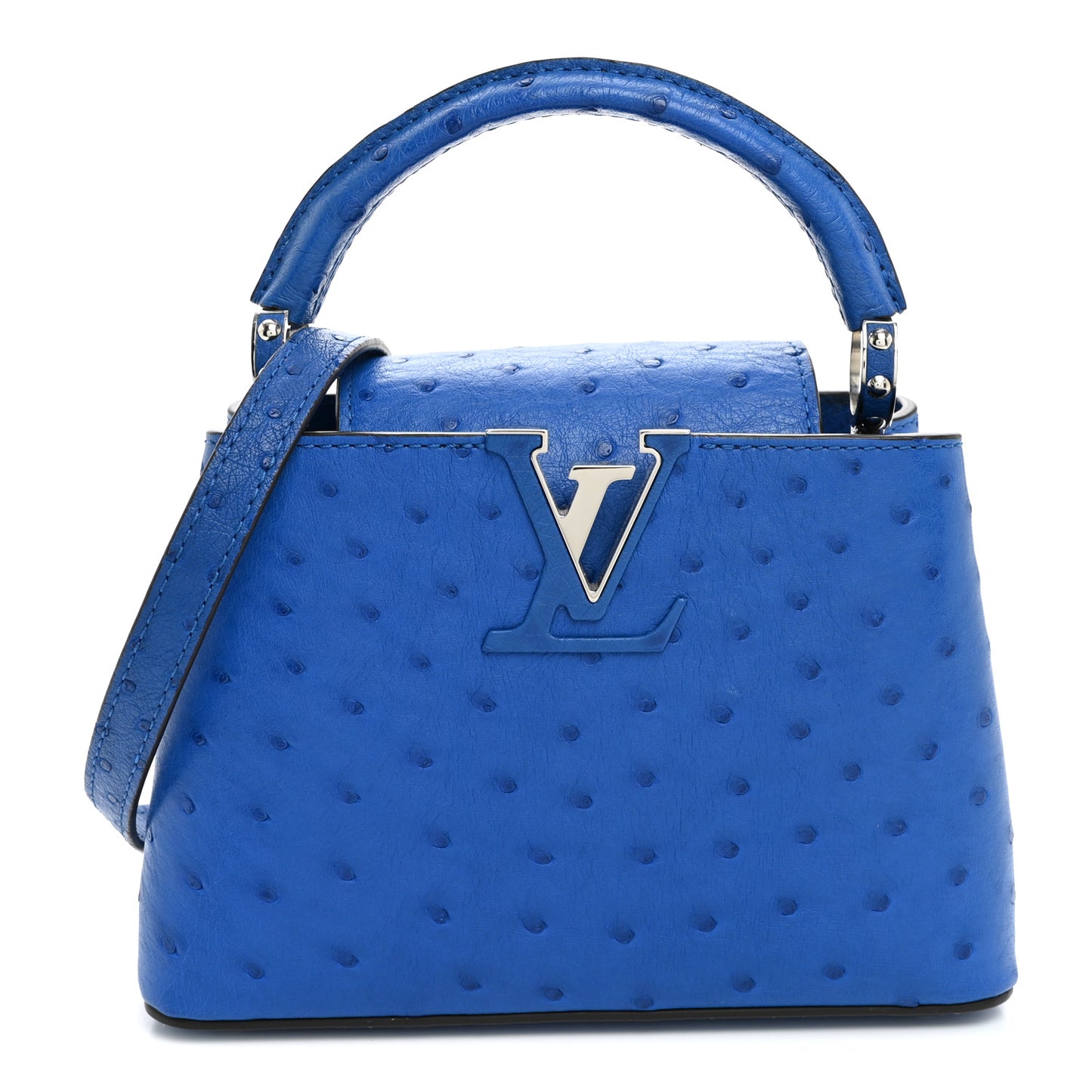 Ostrich Capucines Mini Saphir