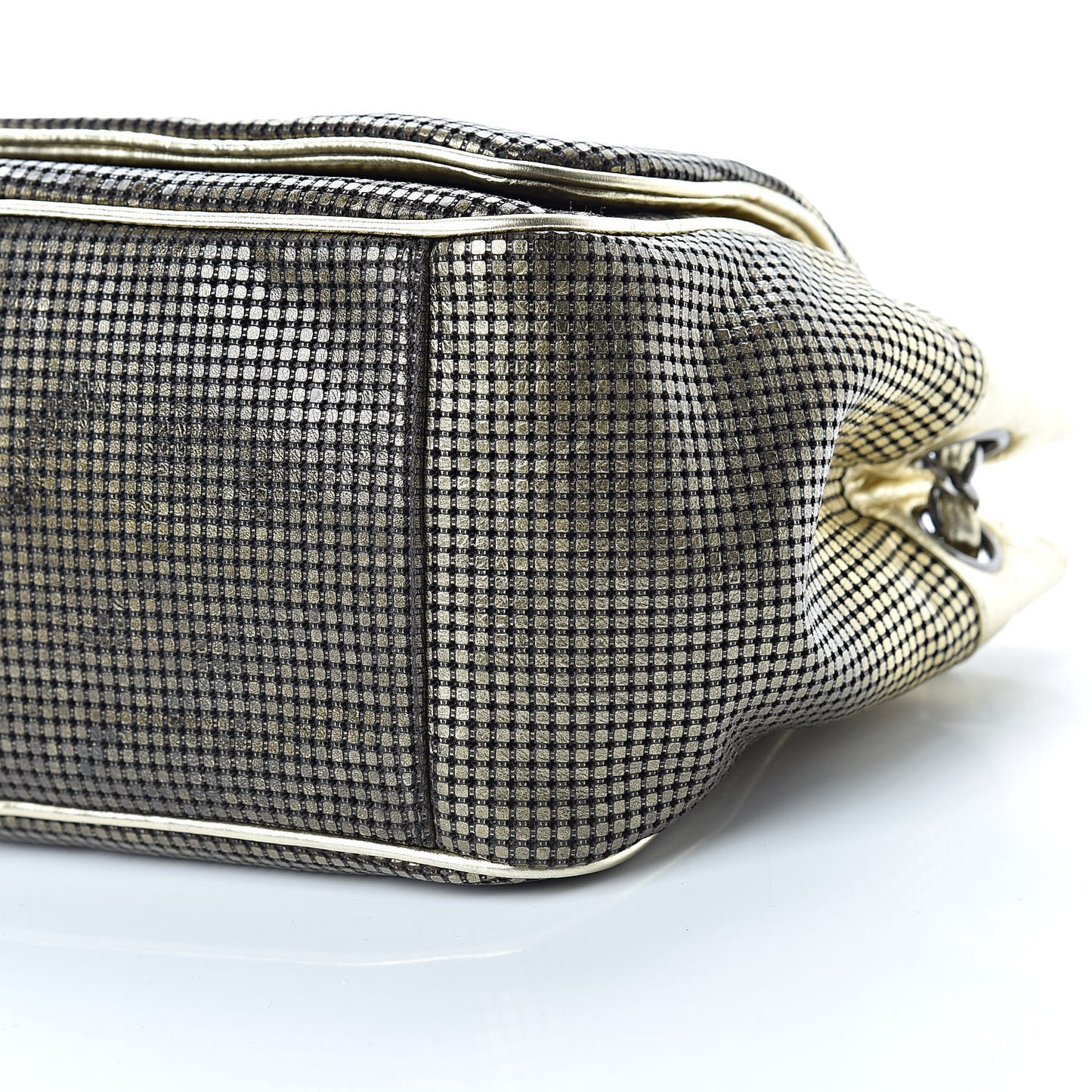 Metallic Lambskin Perforated Hollywood Accordion Flap Bag Gold