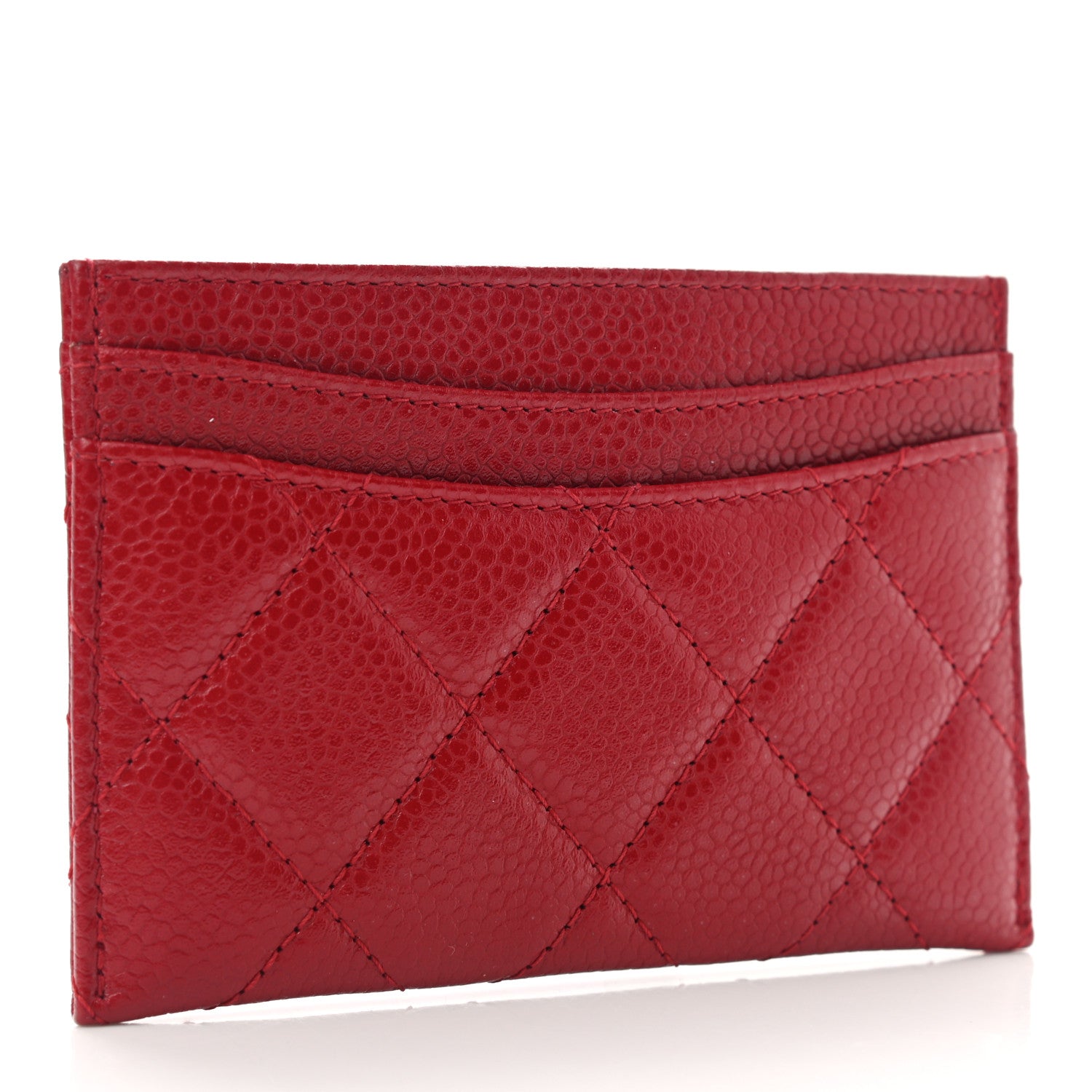 Chanel Caviar Quilted Card Holder Red 3 of 10