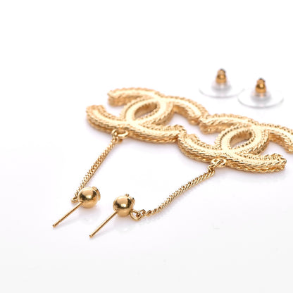 Chanel CC Drop Earrings Matte Gold 3 of 6