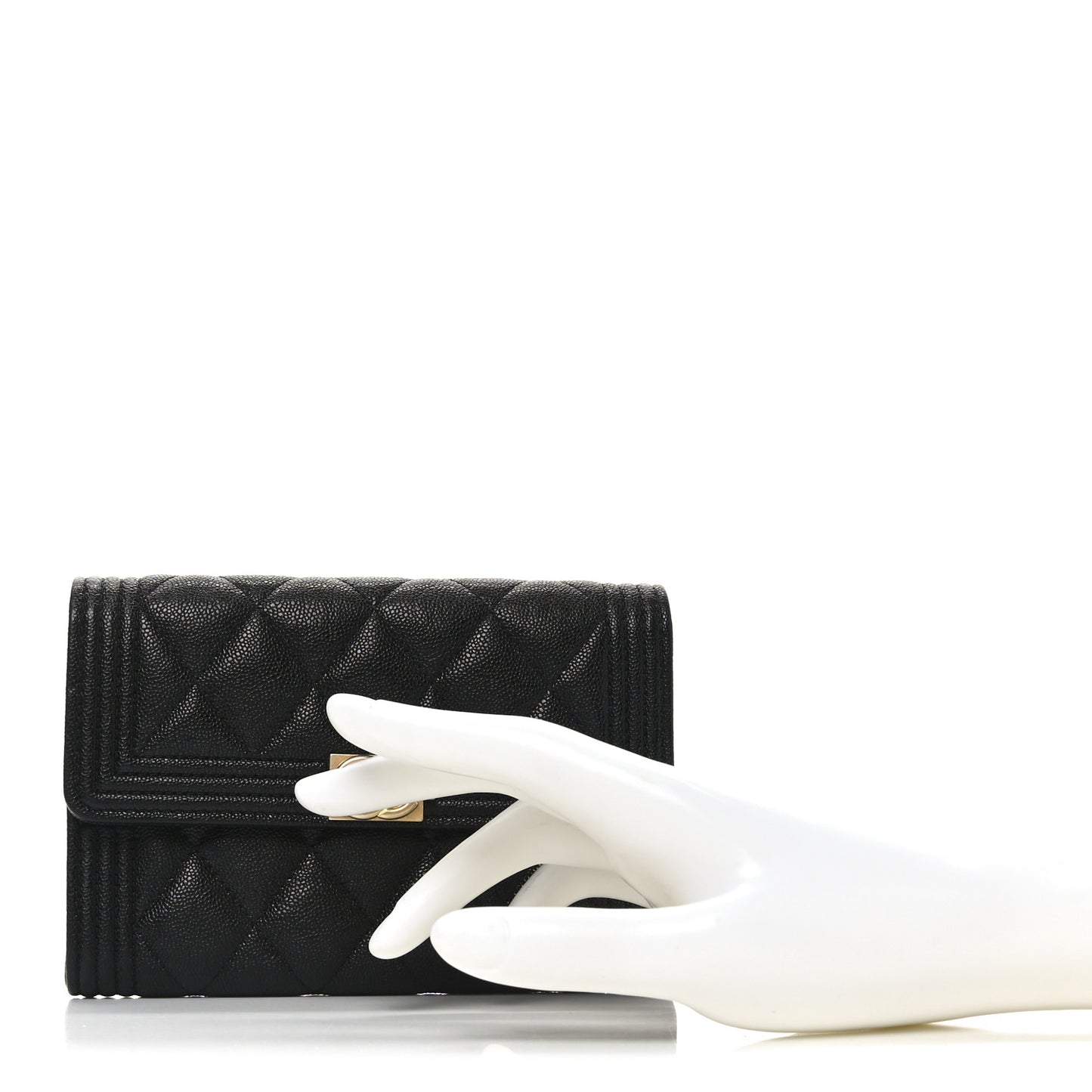 Caviar Quilted Medium Boy Flap Wallet Black