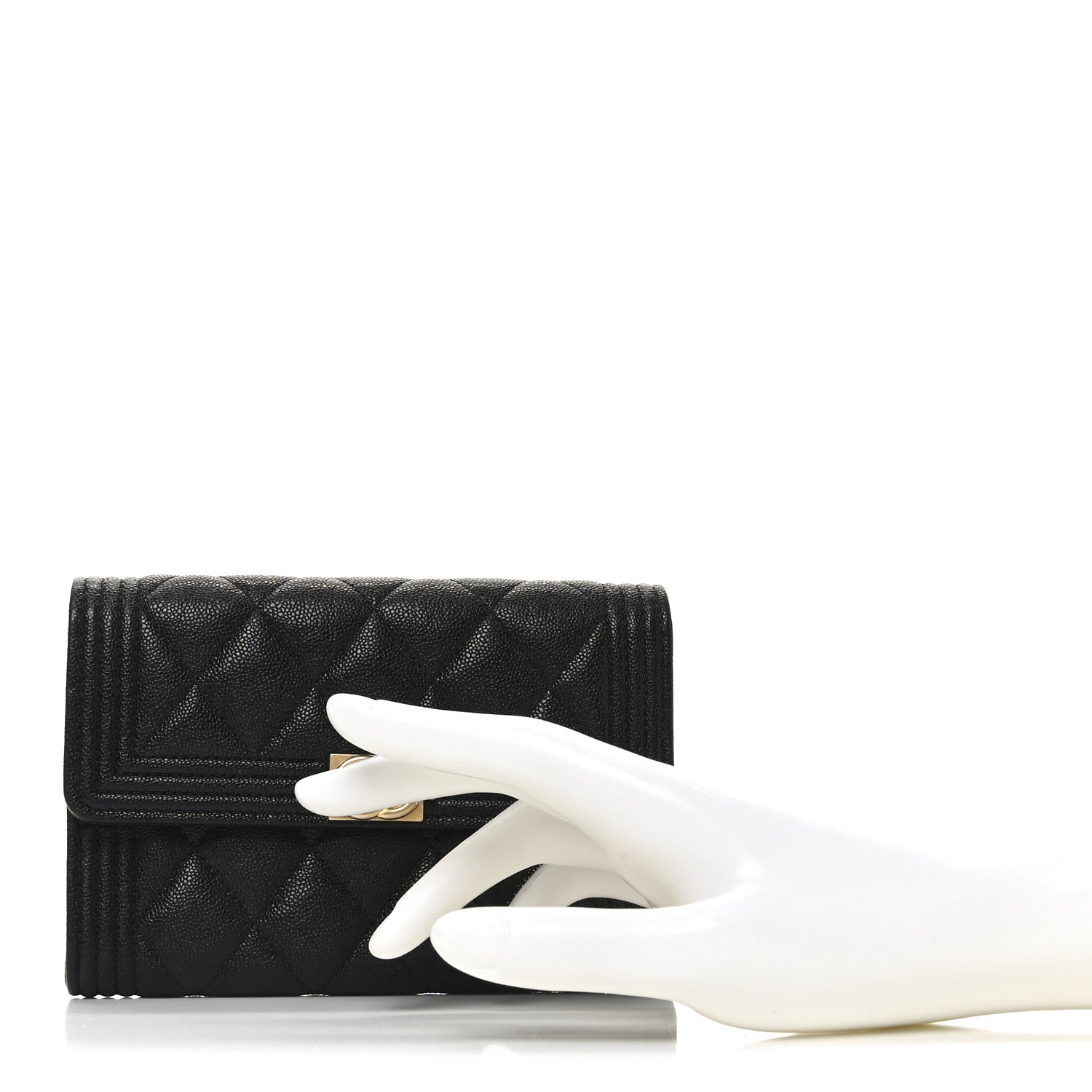 Chanel Caviar Quilted Medium Boy Flap Wallet Black 2 of 8