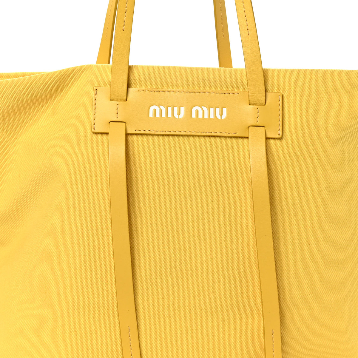 Canvas Calfskin Shopping Tote Yellow