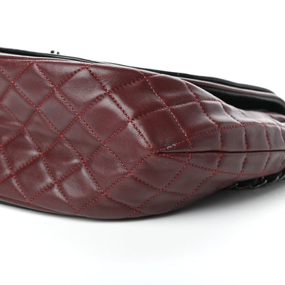 Chanel Lambskin Quilted Large Classic Twist Crescent Flap Black Burgundy 9 of 9