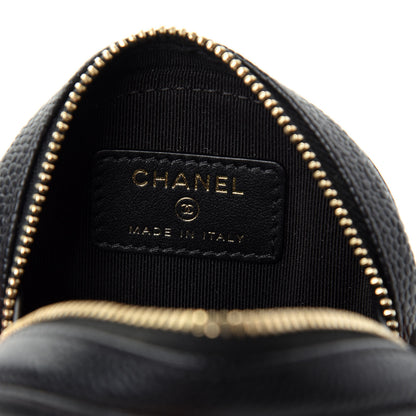 Chanel Caviar Quilted Filigree Zip Around Classic Coin Purse Black 6 of 7