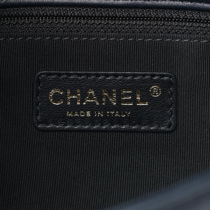 Chanel Lambskin Quilted Medium Graphic Flap Navy Black 6 of 12