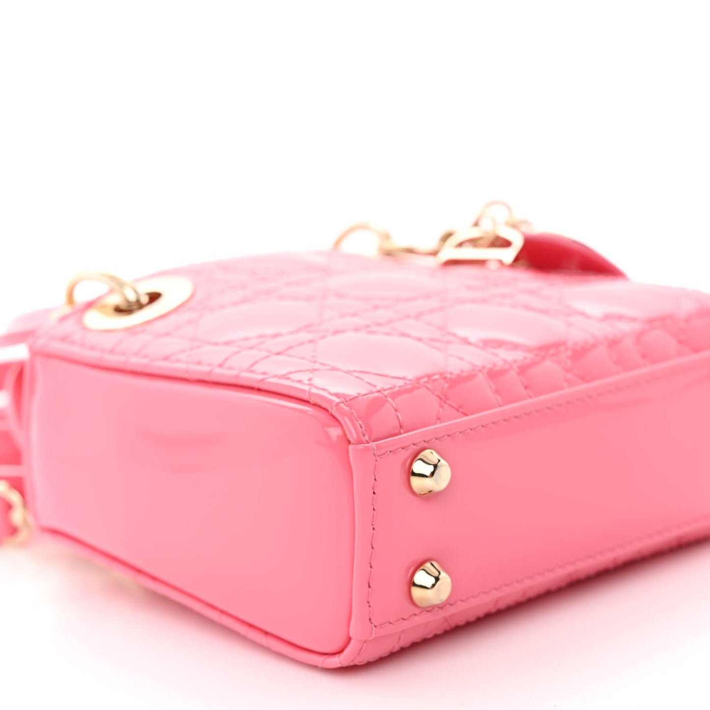 Patent Cannage Micro Lady Dior Peony Pink