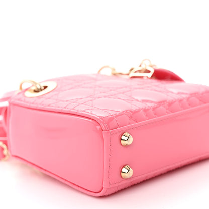 Christian Dior Patent Cannage Micro Lady Dior Peony Pink 8 of 10