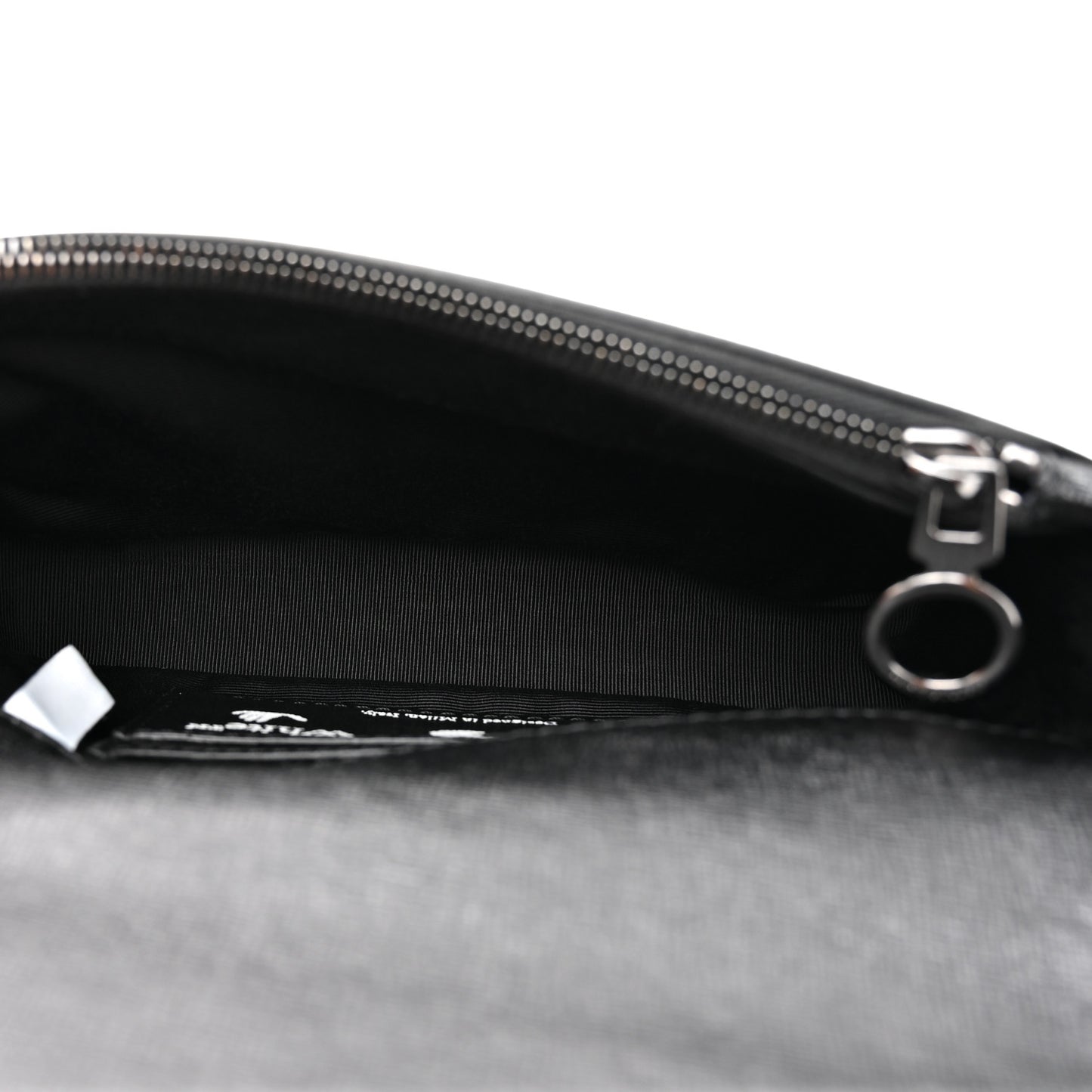 Saffiano Striped Mini Diag Binder Clip Bag Black White Indus
