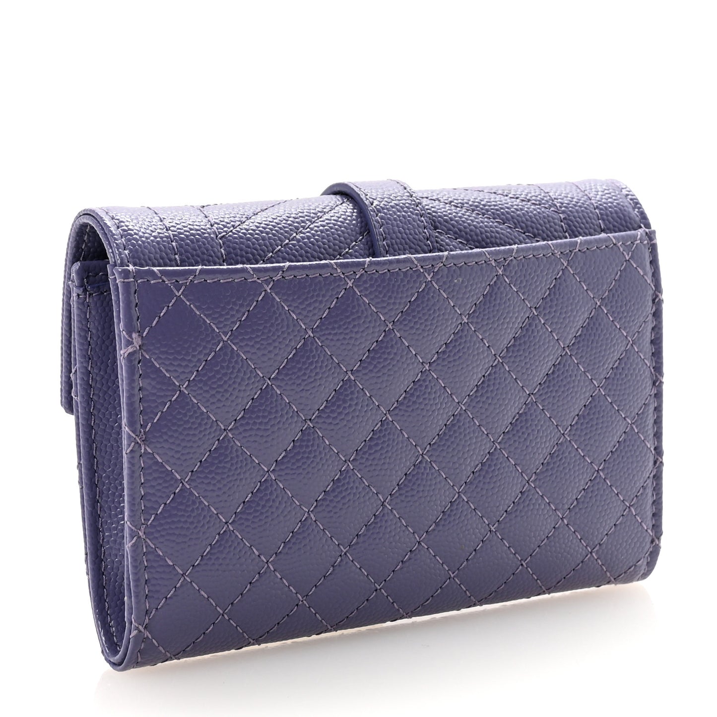 Grain De Poudre Textured Mixed Matelasse Triquilt Small Monogram Envelope Wallet Dark Wisteria