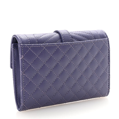 Saint Laurent Grain De Poudre Textured Mixed Matelasse Triquilt Small Monogram Envelope Wallet Dark Wisteria 3 of 6