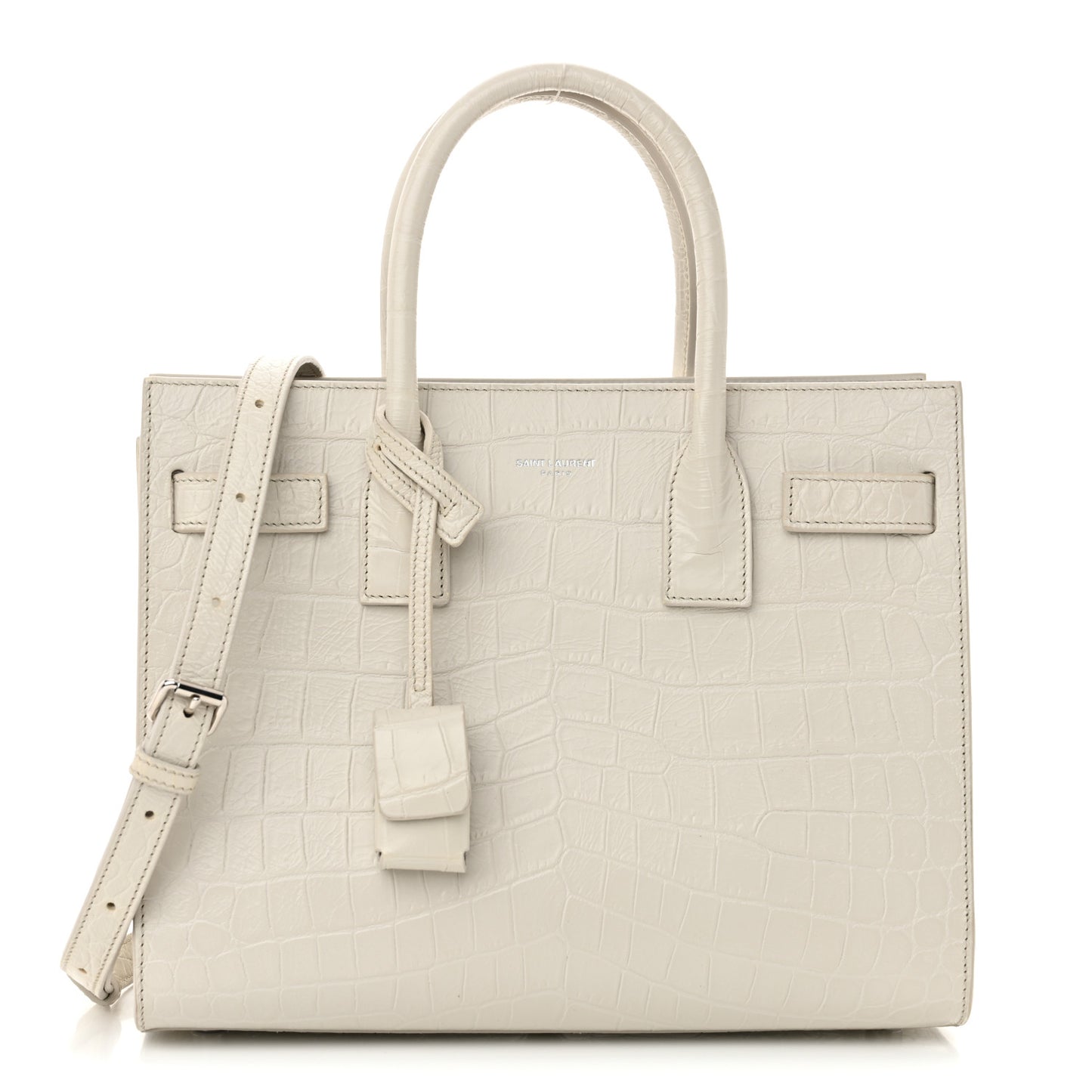 Calfskin Crocodile Embossed Baby Sac De Jour Crema Soft