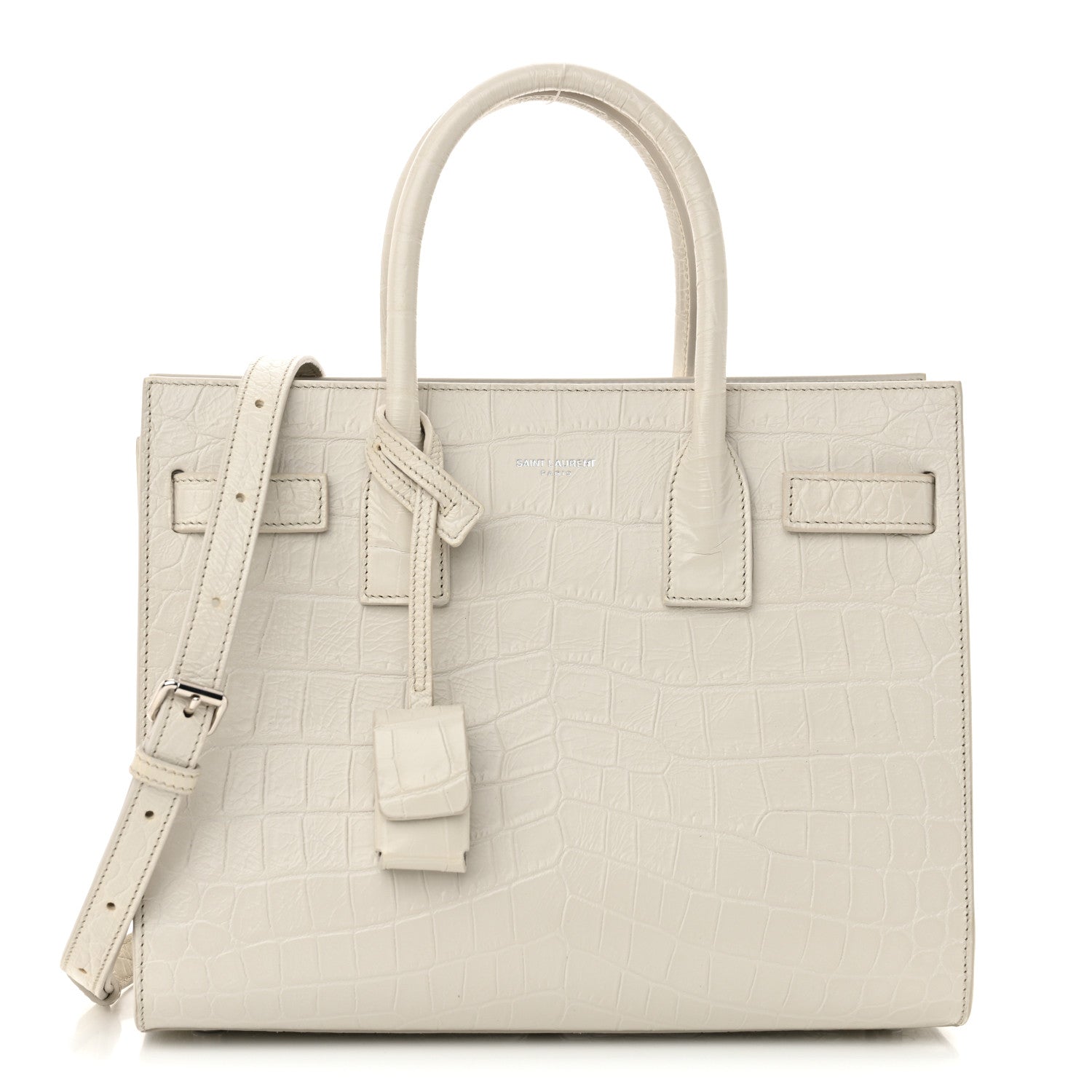 Saint Laurent Calfskin Crocodile Embossed Baby Sac De Jour Crema Soft 1 of 12
