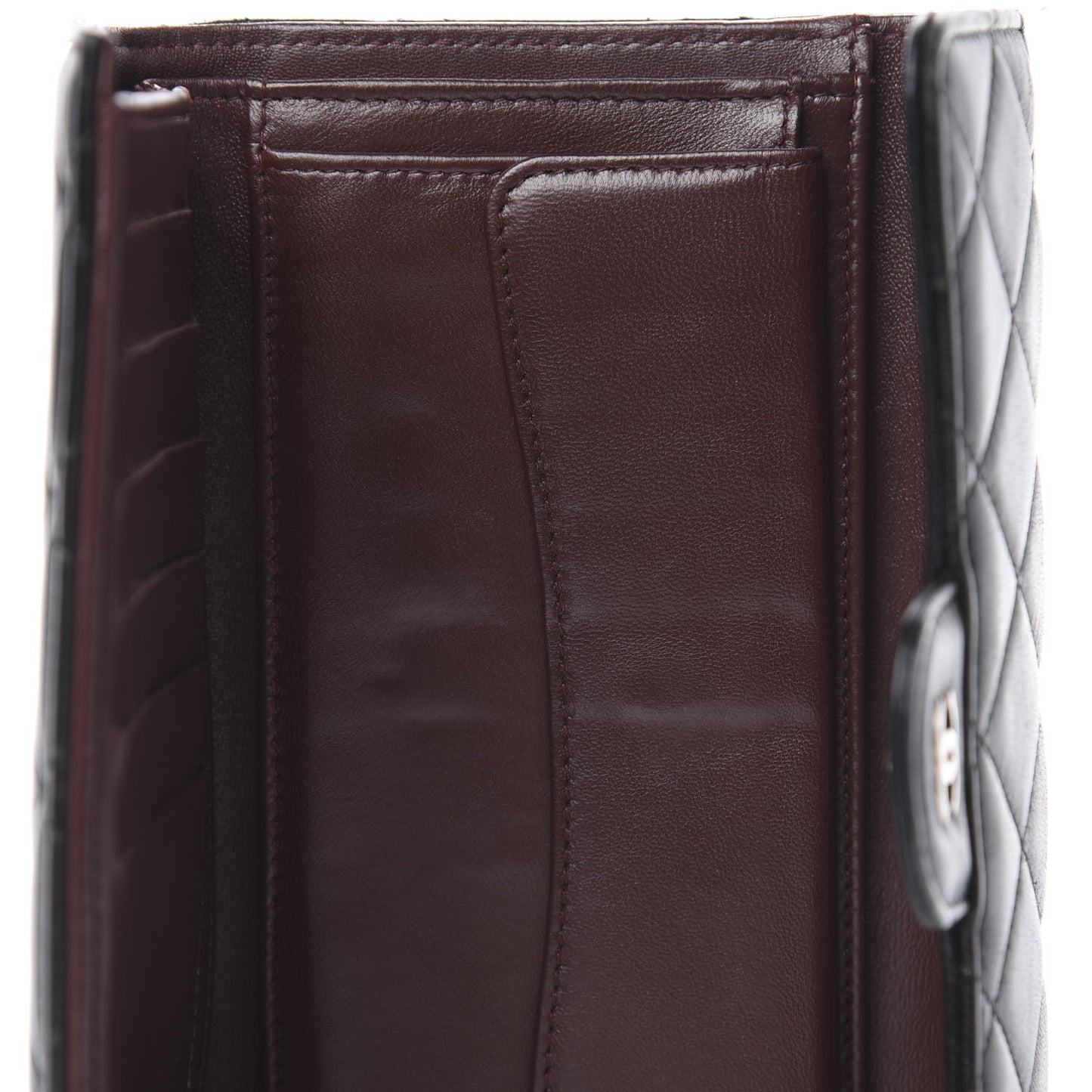 Lambskin Quilted Large Flap Wallet Black