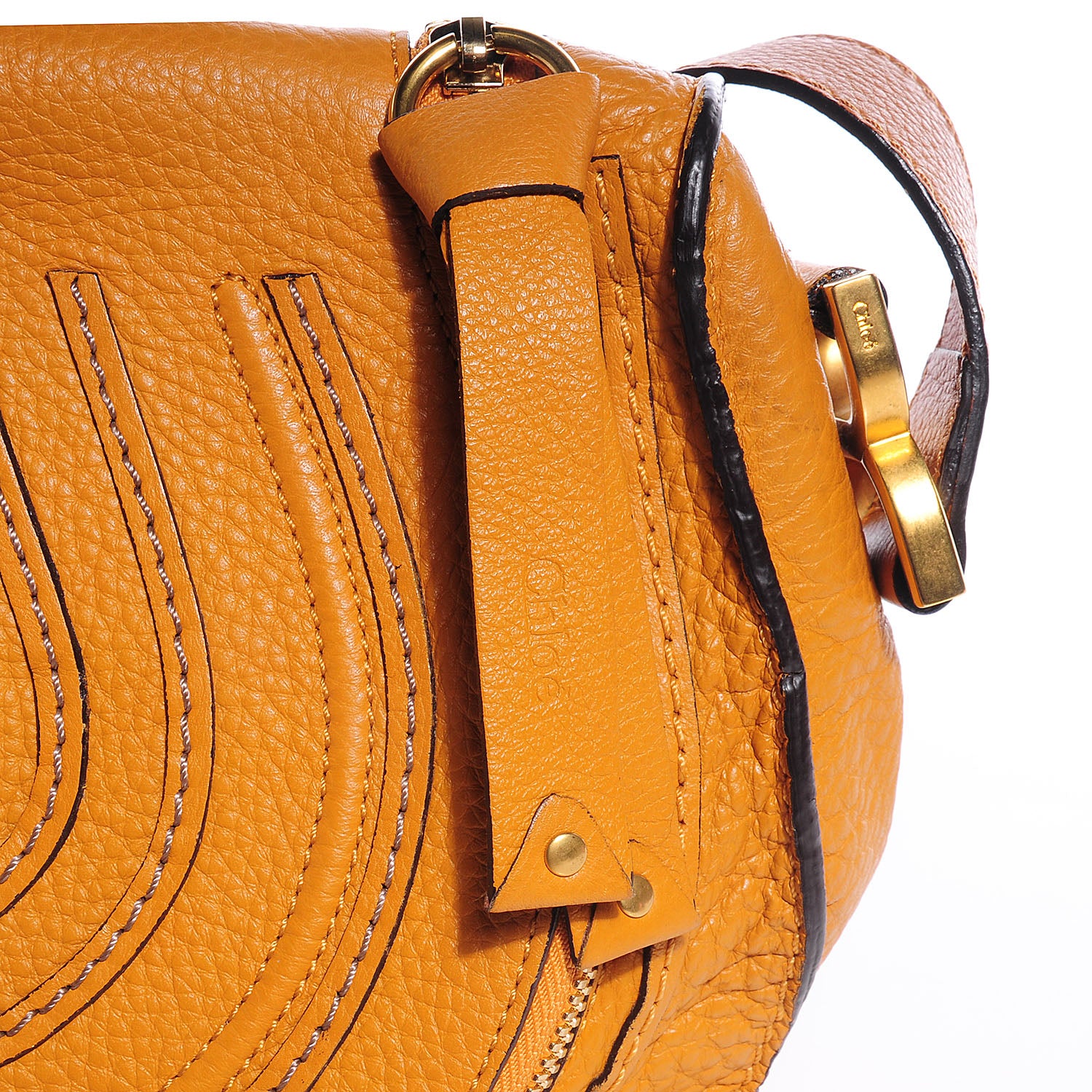 Chloe Calfskin Medium Marcie Round Crossbody Bag Yellow 9 of 12