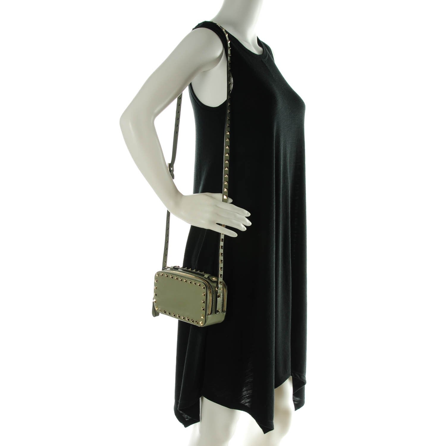 Valentino Garavani Vitello Rockstud Double Zip Camera Crossbody Water Green 2 of 7