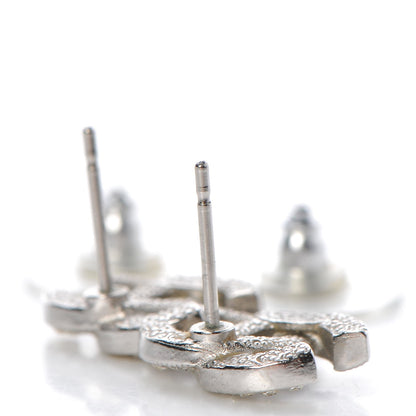 Chanel Crystal Timeless CC Earrings Silver 3 of 7