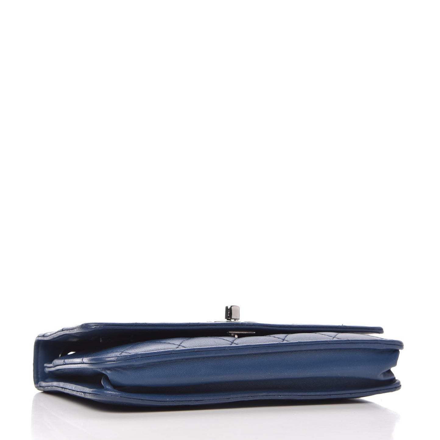 Lambskin Quilted Trendy CC Wallet On Chain WOC Blue