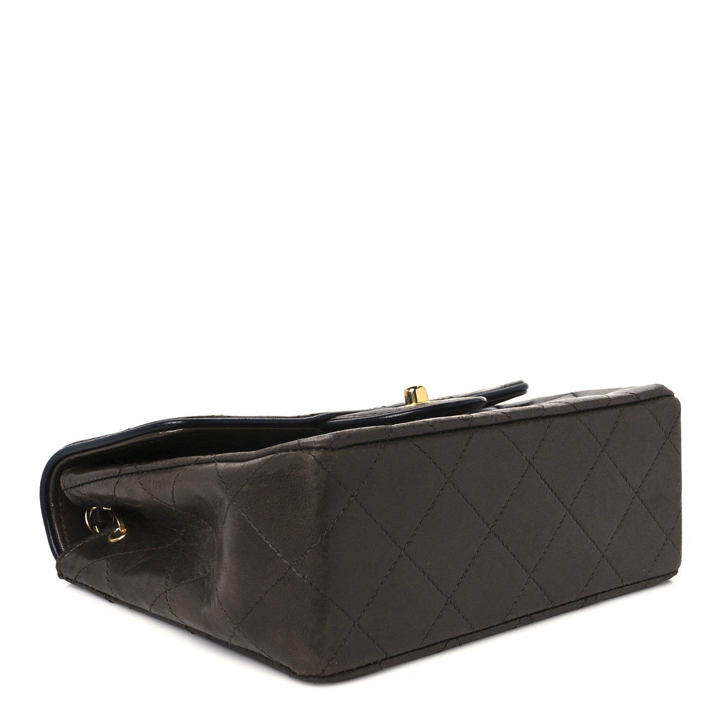 Lambskin Quilted Mini Square Flap Bag Dark Brown