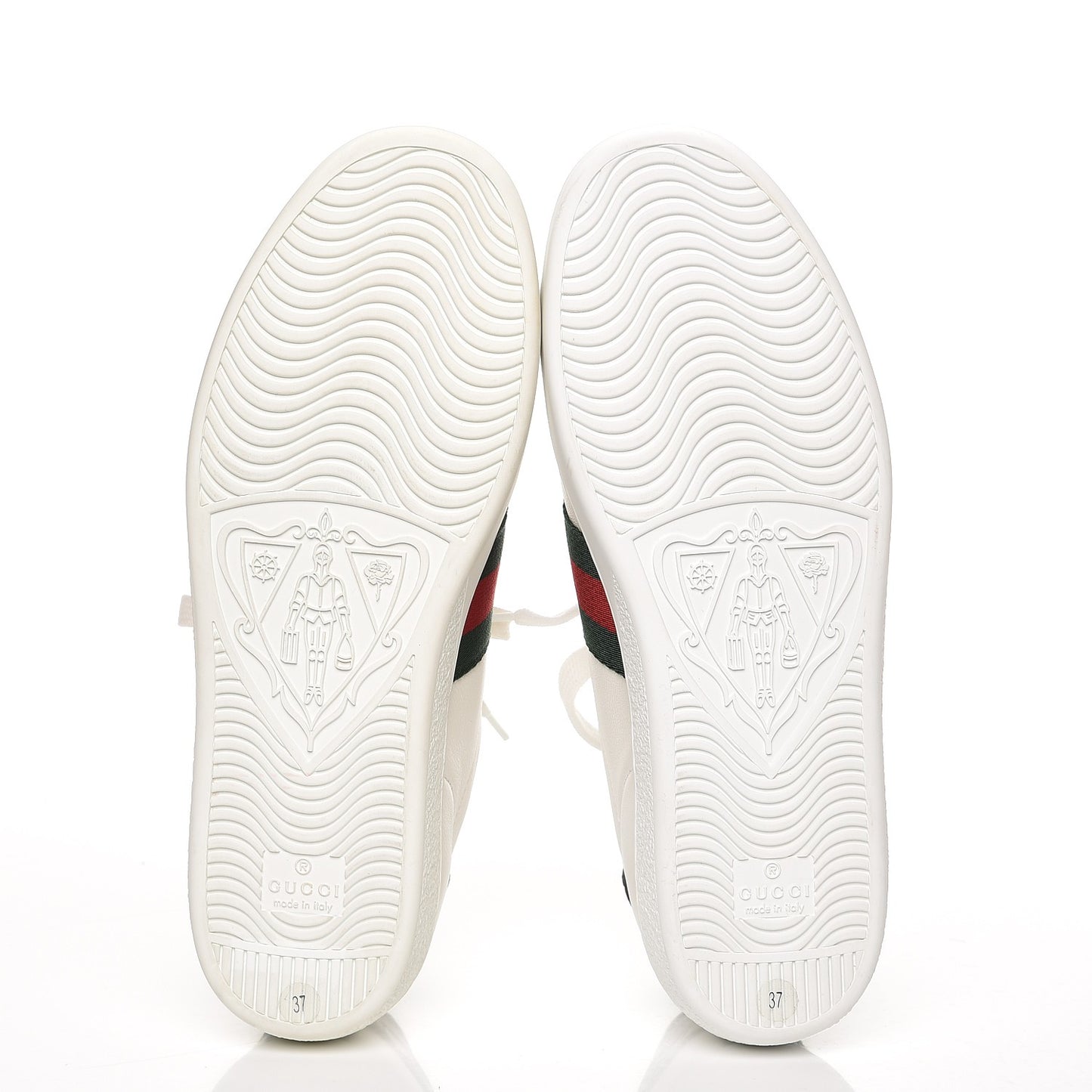 Calfskin Crocodile Web Ace Sneakers 37 White Green