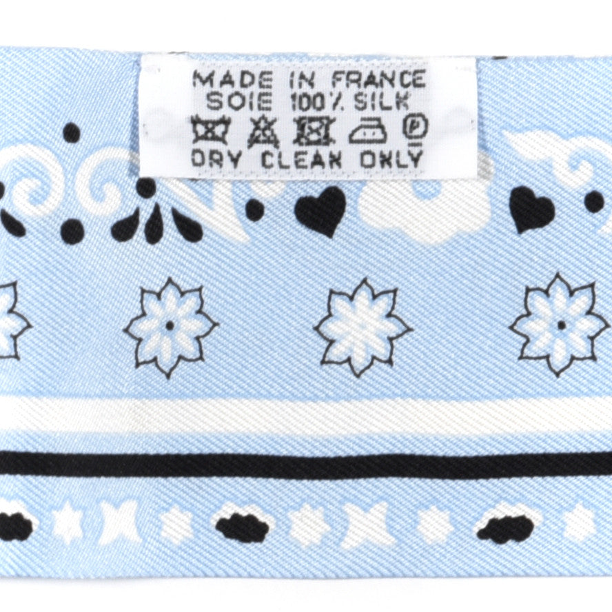 Silk Peuple Du Vent Bandana Twilly Bleu Oxford Black White