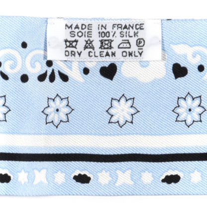 Hermes Silk Peuple Du Vent Bandana Twilly Bleu Oxford Black White 4 of 4