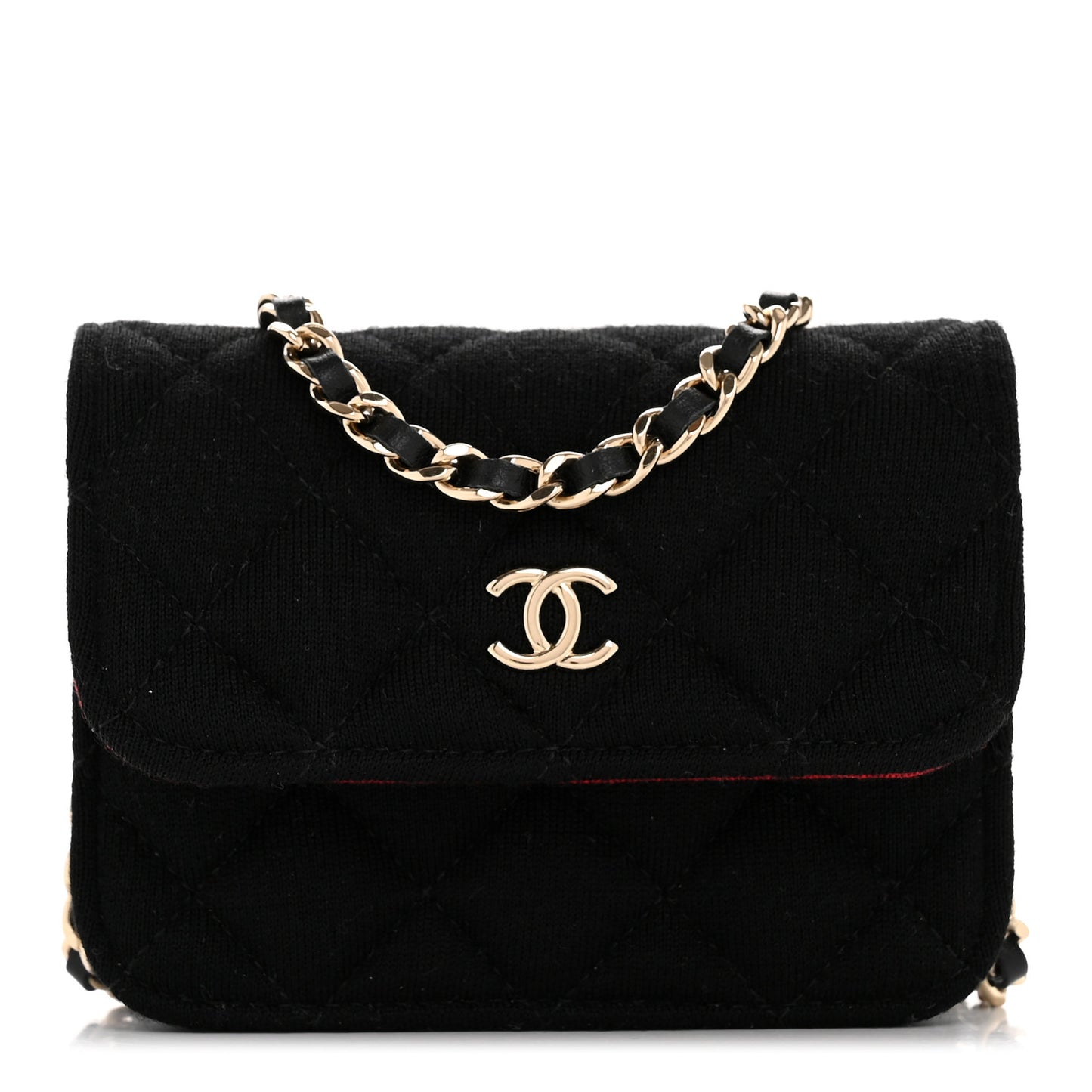 Jersey Quilted Micro Mini Flap Black