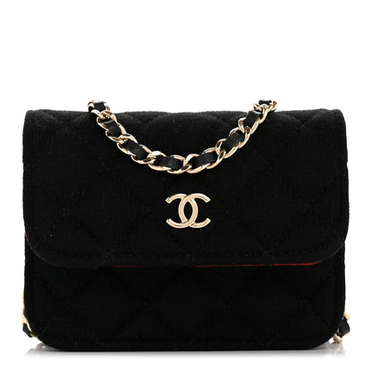 Chanel Jersey Quilted Micro Mini Flap Black 1 of 11