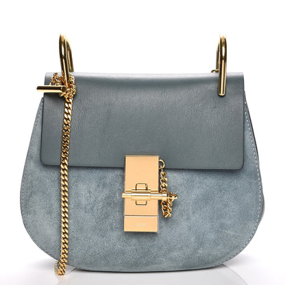 Chloe Suede Smooth Calfskin Mini Drew Shoulder Bag Cloudy Blue 1 of 6