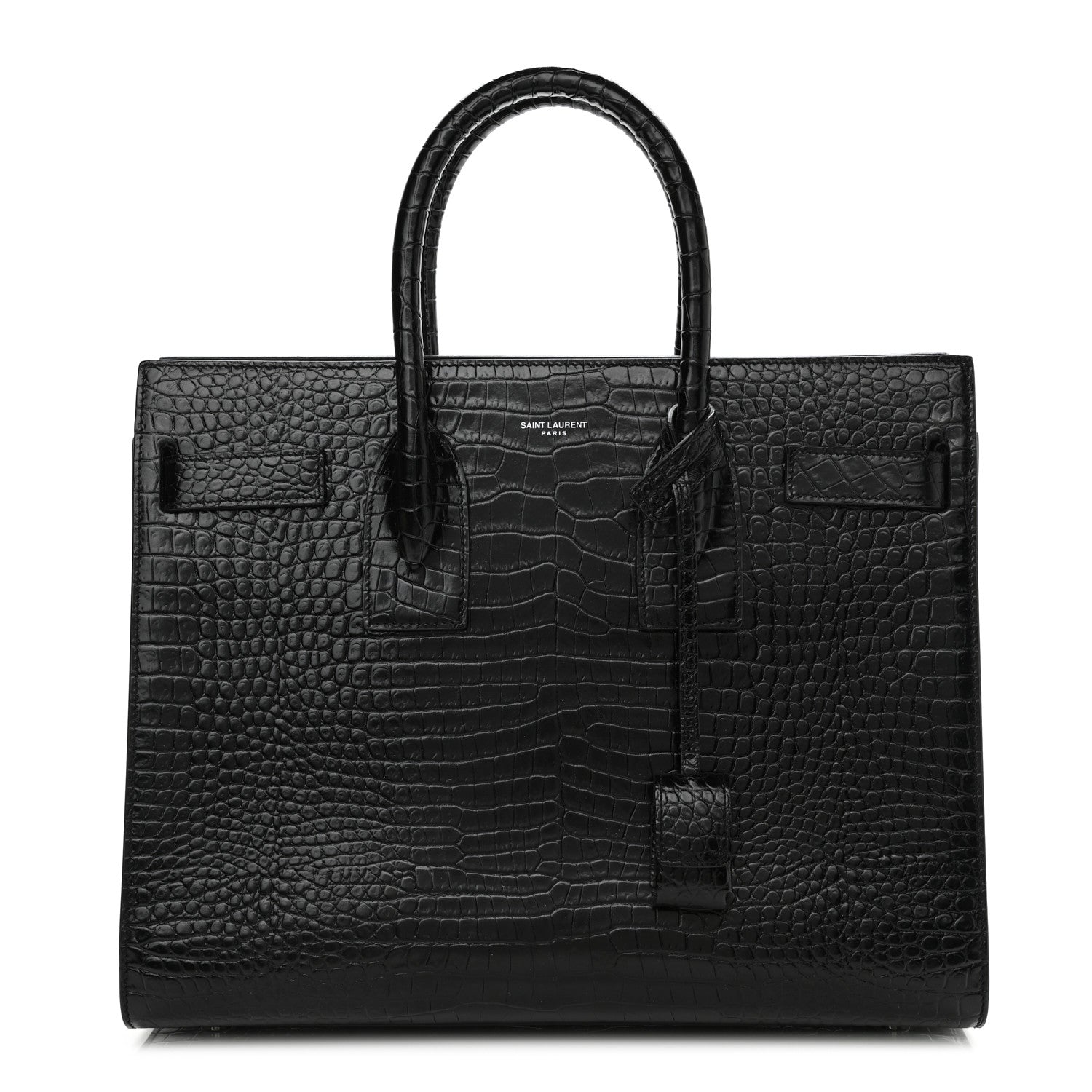 Saint Laurent Calfskin Crocodile Embossed Small Sac de Jour Black 1 of 10