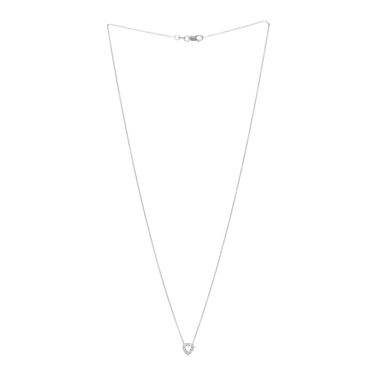 Roberto Coin 18K White Gold Diamond Tiny Treasures Heart Pendant Necklace 3 of 4