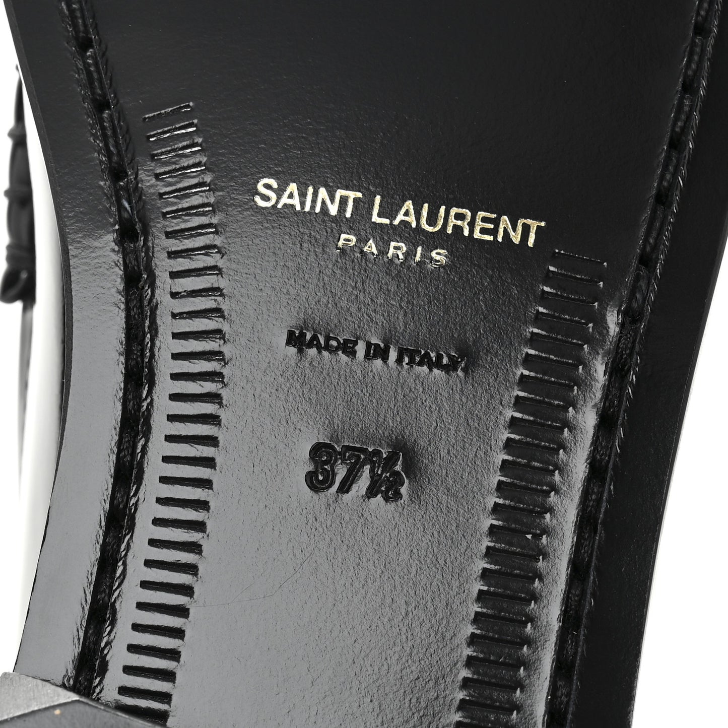 Patent Calfskin  Penny Loafers 37.5 Black White