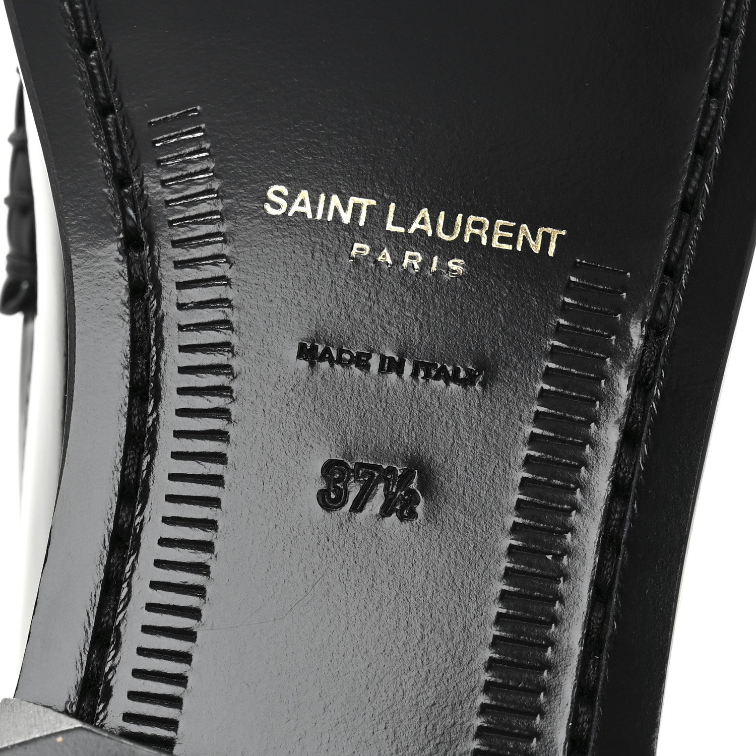 Saint Laurent Patent Calfskin  Penny Loafers 37.5 Black White 7 of 10