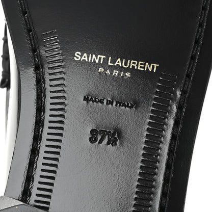 Saint Laurent Patent Calfskin  Penny Loafers 37.5 Black White 7 of 10