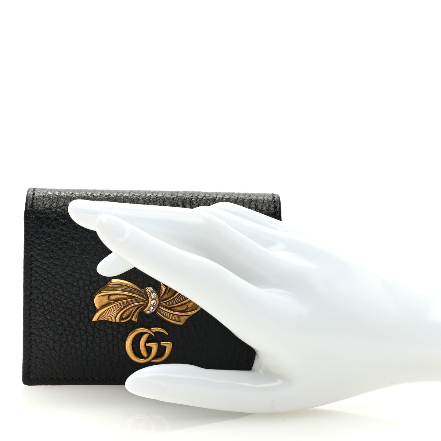 Calfskin GG Marmont Bow Card Case Black