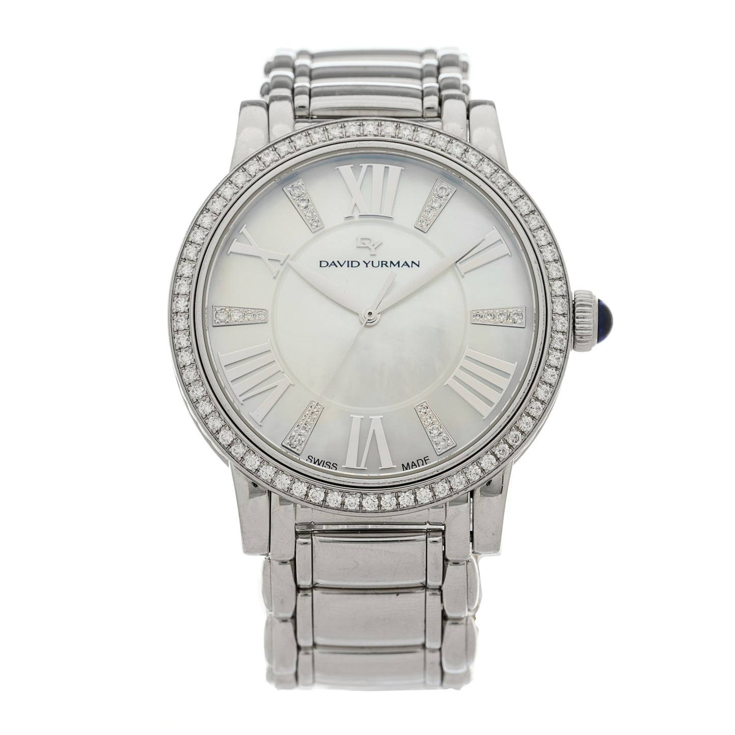 Stainless Steel Diamond Bezel Mother of Pearl 38mm Classic Quartz Watch