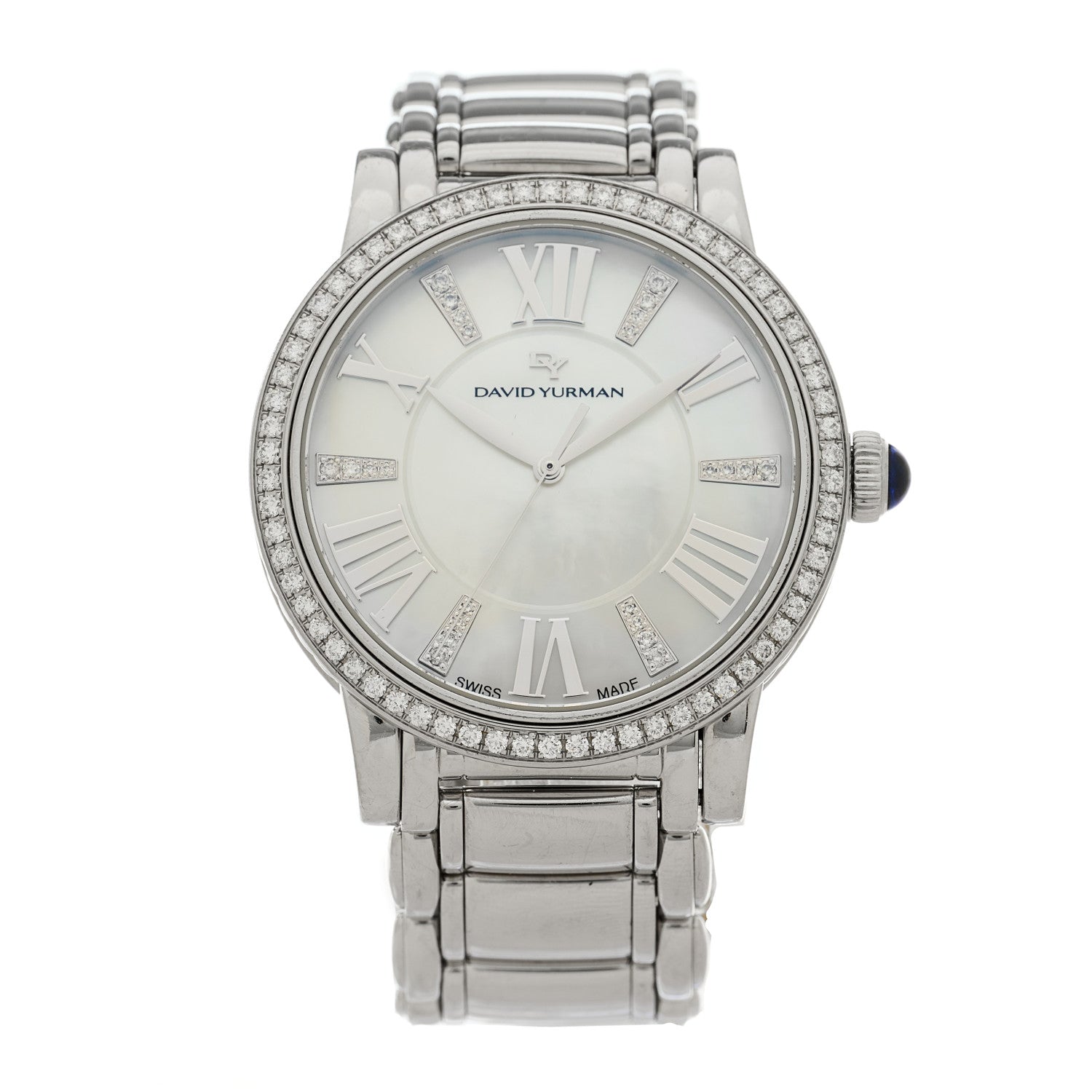 David Yurman Stainless Steel Diamond Bezel Mother of Pearl 38mm Classic Quartz Watch 1 of 4