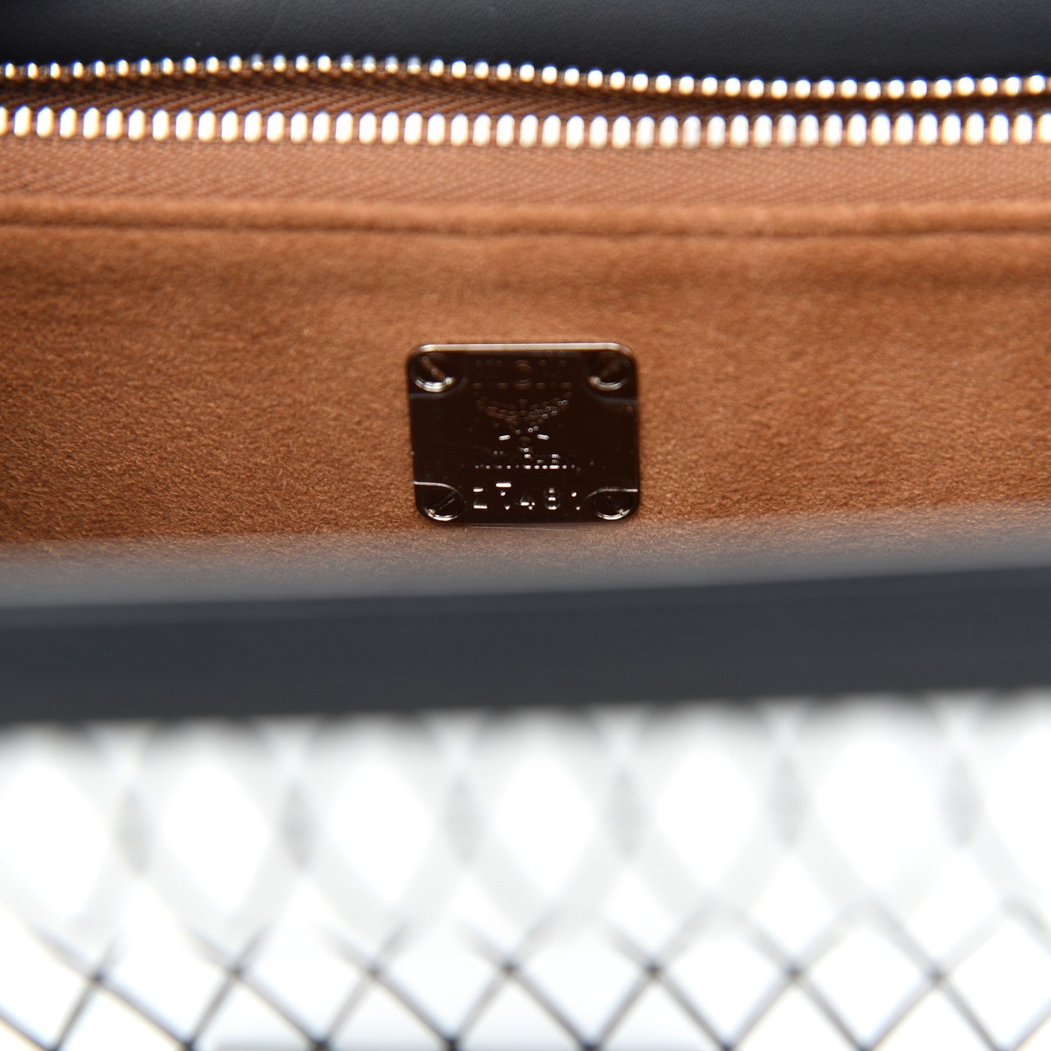 MCM Calfskin Polke Stud Rombi Mini Mitte Crossbody White Black 10 of 10