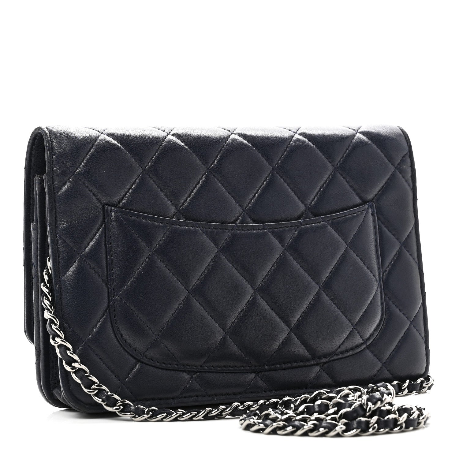 Chanel Lambskin Quilted Wallet On Chain WOC Navy Blue 3 of 11