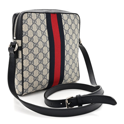 Gucci GG Supreme Monogram Textured Dollar Calfskin Web Small Ophidia Messenger Bag Beige Blue 3 of 12