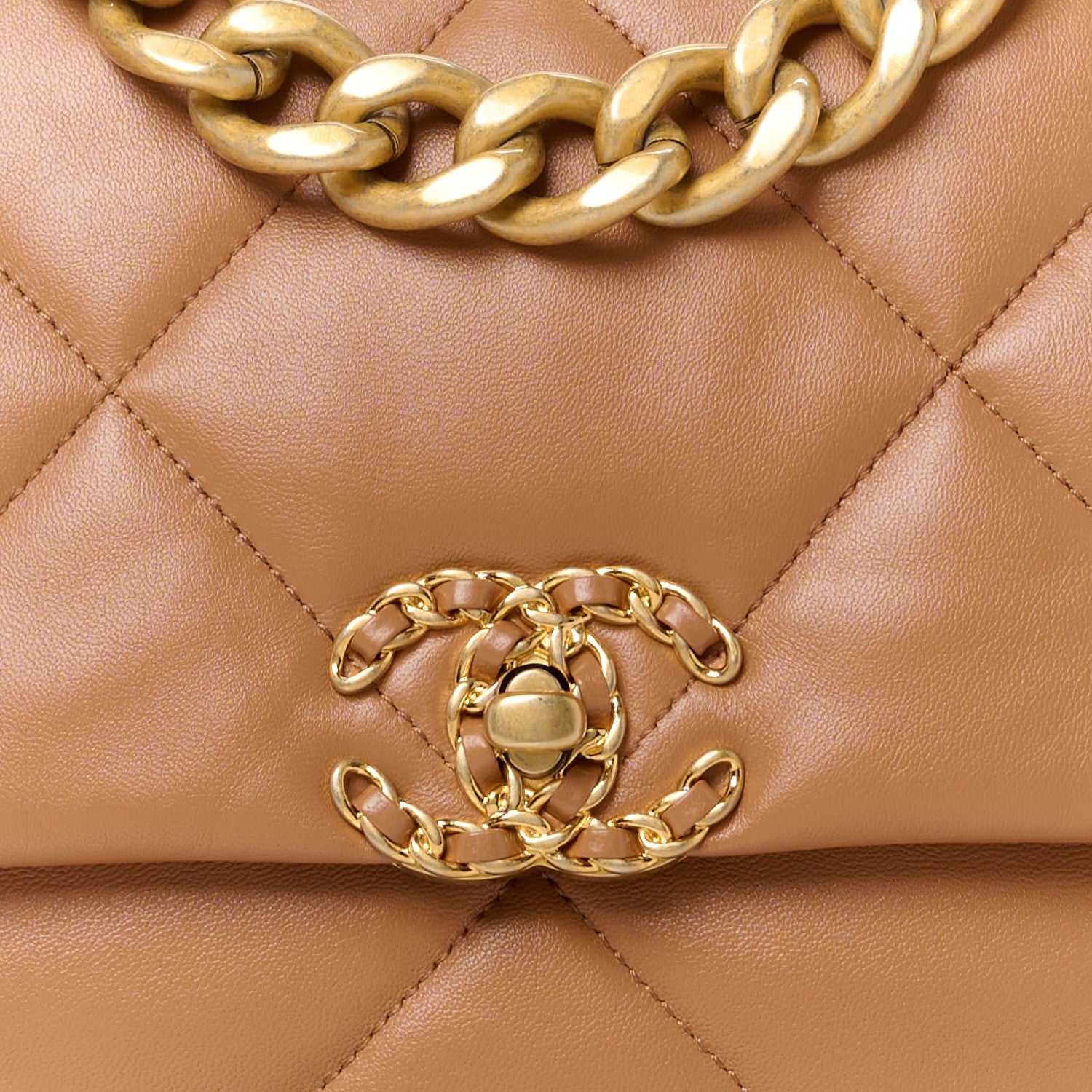 Chanel Lambskin Quilted Large Chanel 19 Flap Brown 8 of 10
